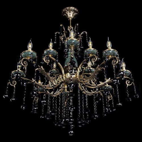 Люстра бронзовая Алфея Малахит №12 шар черная в Ростове-на-Дону Гусь Хрустальный