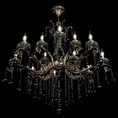 Люстра бронзовая Алфея Малахит №12 шар черная в Ростове-на-Дону Гусь Хрустальный